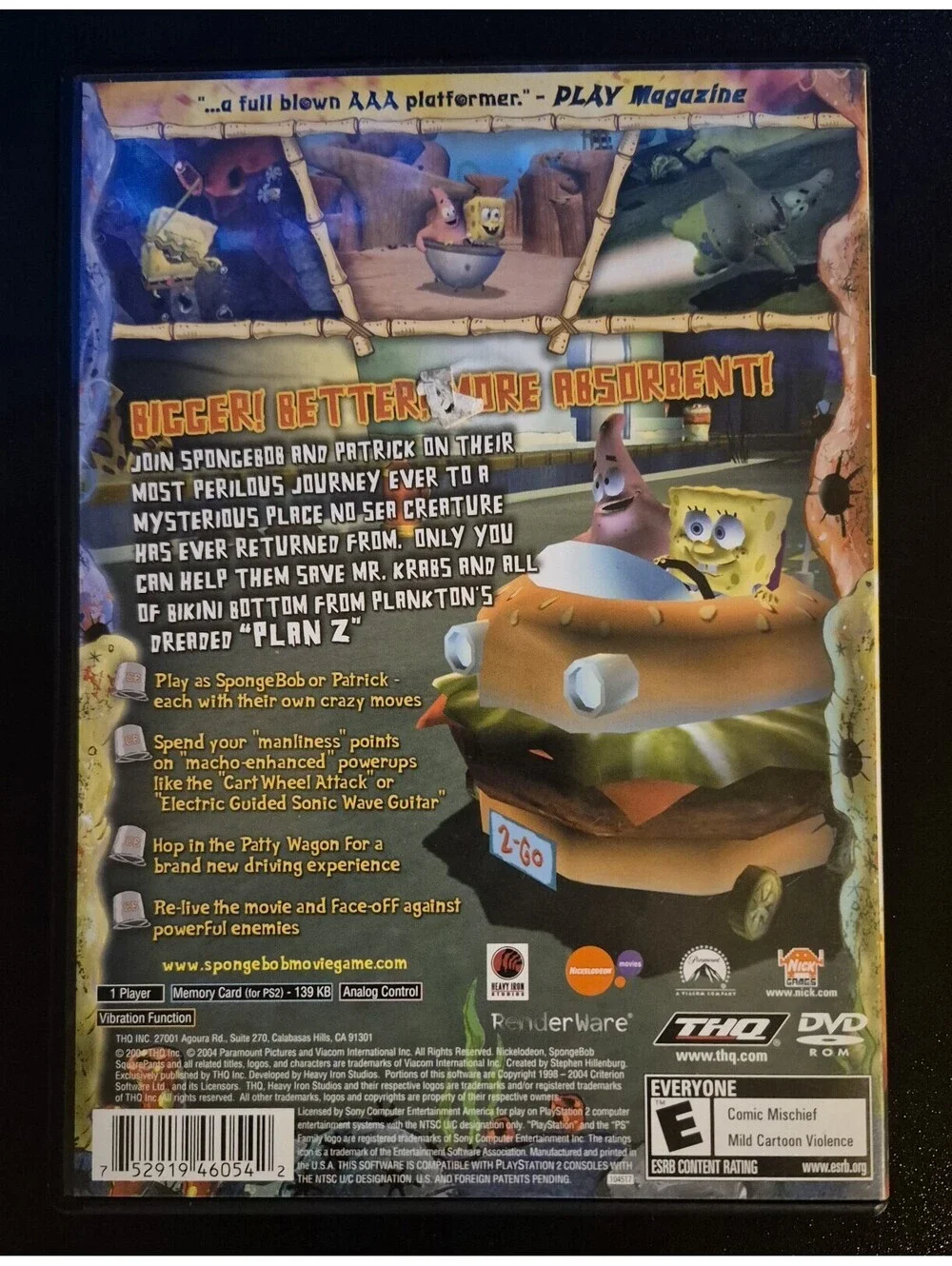 SpongeBob SquarePants Movie PS2 PlayStation 2 2004 CIB Complete Tested